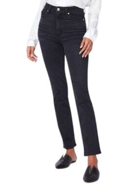 PAIGE Cindy High Rise Straight Leg Ankle Black Lotus Vintage Wash Jeans